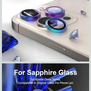 2 Pack Sapphire Glass iPhone 15 Pro Max/15 Pro Camera Lens Protector